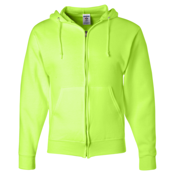 Jerzees Unisex NuBlend® Full-Zip Hooded Sweatshirt, Safety Green, Front view
