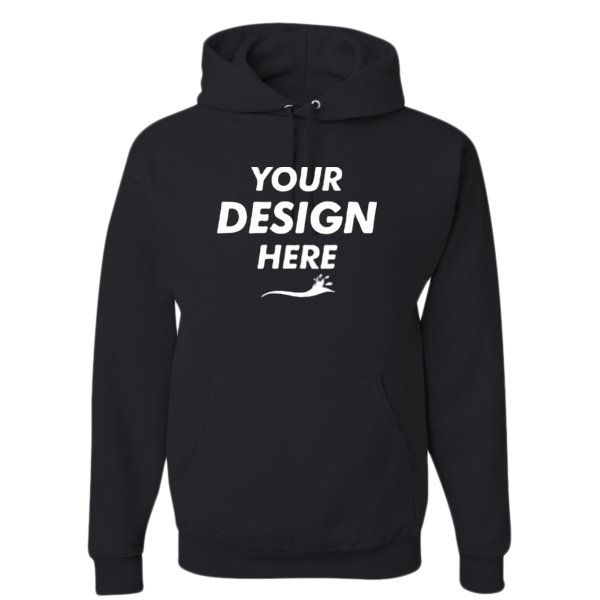 Jerzees Unisex NuBlend® Hooded Sweatshirt, Black, Front view, Mockup