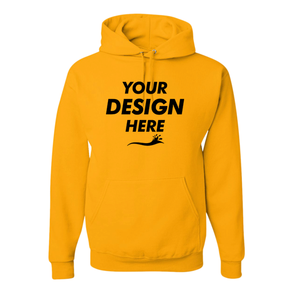 Jerzees Unisex NuBlend® Hooded Sweatshirt, Gold, Front view, Mockup