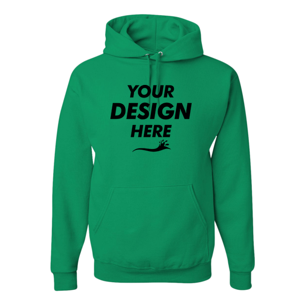 Jerzees Unisex NuBlend® Hooded Sweatshirt, Kelly, Front view, Mockup
