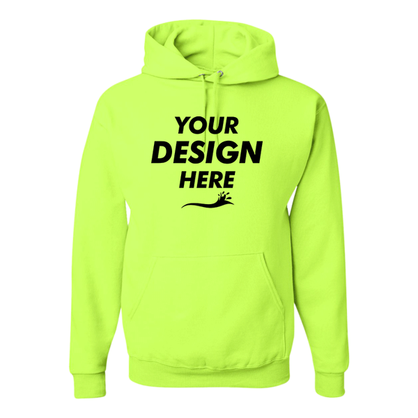 Jerzees Unisex NuBlend® Hooded Sweatshirt, Safety Green, Front view, Mockup