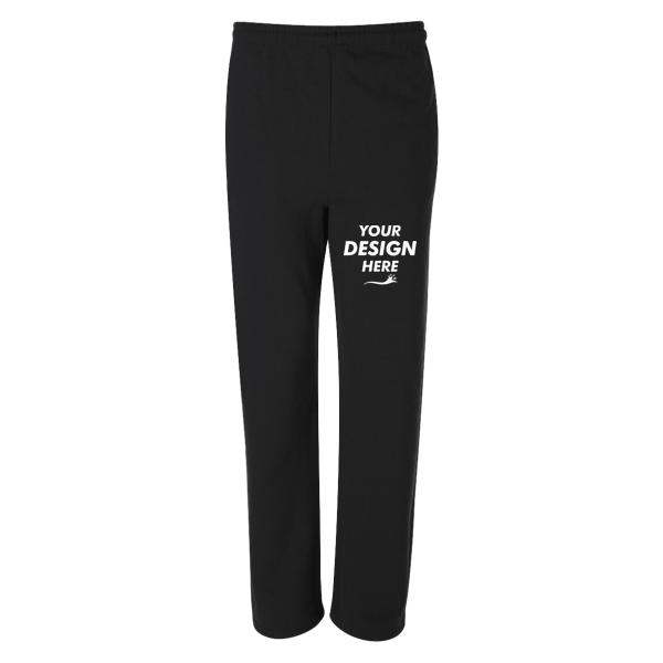 Jerzees Unisex NuBlend® Open-Bottom Sweatpants with Pockets, Black, Front view, Mockup