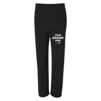 Jerzees Unisex NuBlend® Open-Bottom Sweatpants with Pockets, Black, Front view, Mockup