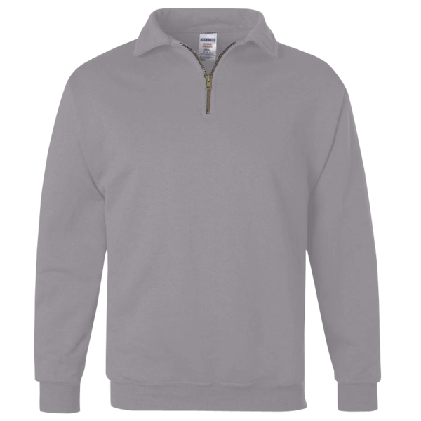 Jerzees Unisex Nublend® Cadet Collar Quarter-Zip Sweatshirt, Ash, Front view