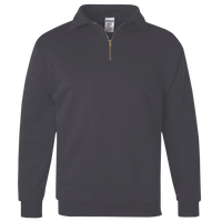 Jerzees Unisex Nublend® Cadet Collar Quarter-Zip Sweatshirt, Black Heather, Front view