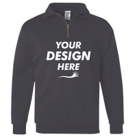 Jerzees Unisex Nublend® Cadet Collar Quarter-Zip Sweatshirt, Black Heather, Front view, Mockup