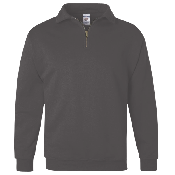 Jerzees Unisex Nublend® Cadet Collar Quarter-Zip Sweatshirt, Charcoal Grey, Front view