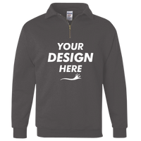 Jerzees Unisex Nublend® Cadet Collar Quarter-Zip Sweatshirt, Charcoal Grey, Front view, Mockup