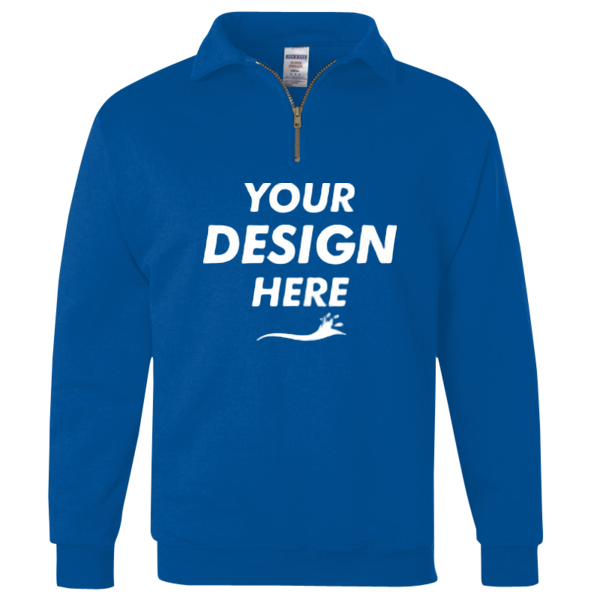 Jerzees Unisex Nublend® Cadet Collar Quarter-Zip Sweatshirt, Royal, Front view, Mockup