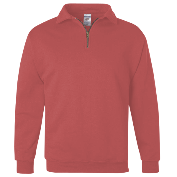 Jerzees Unisex Nublend® Cadet Collar Quarter-Zip Sweatshirt, Vintage Heather Red, Front view