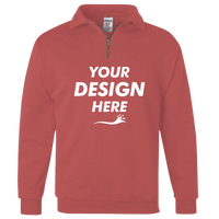 Jerzees Unisex Nublend® Cadet Collar Quarter-Zip Sweatshirt, Vintage Heather Red, Front view, Mockup