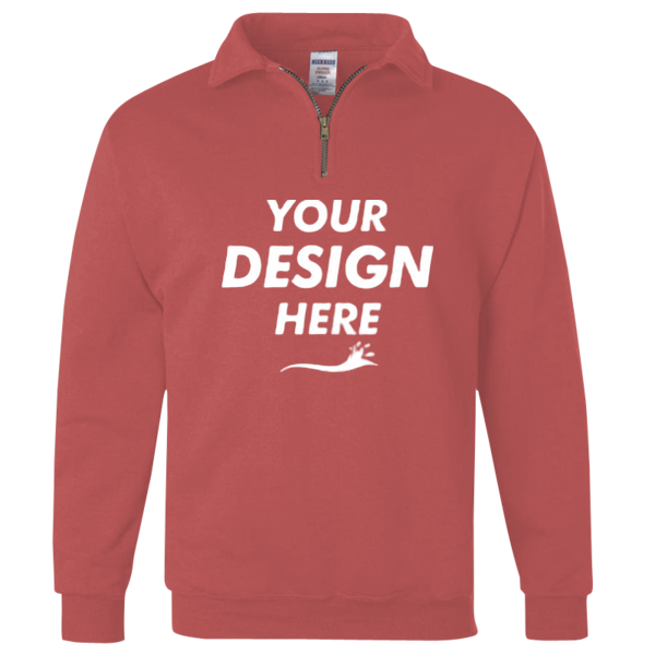 Jerzees Unisex Nublend® Cadet Collar Quarter-Zip Sweatshirt, Vintage Heather Red, Front view, Mockup