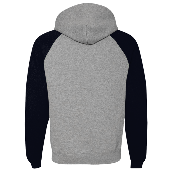 Jerzees Unisex Nublend® Colorblocked Raglan Hooded Sweatshirt, Oxford / Black, Back view