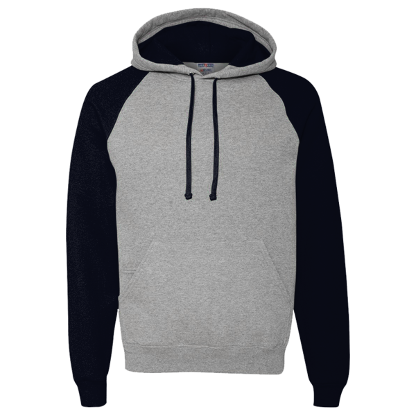 Jerzees Unisex Nublend® Colorblocked Raglan Hooded Sweatshirt, Oxford / Black, Front view