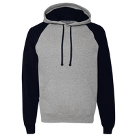 Jerzees Unisex Nublend® Colorblocked Raglan Hooded Sweatshirt, Oxford / Black, Front view