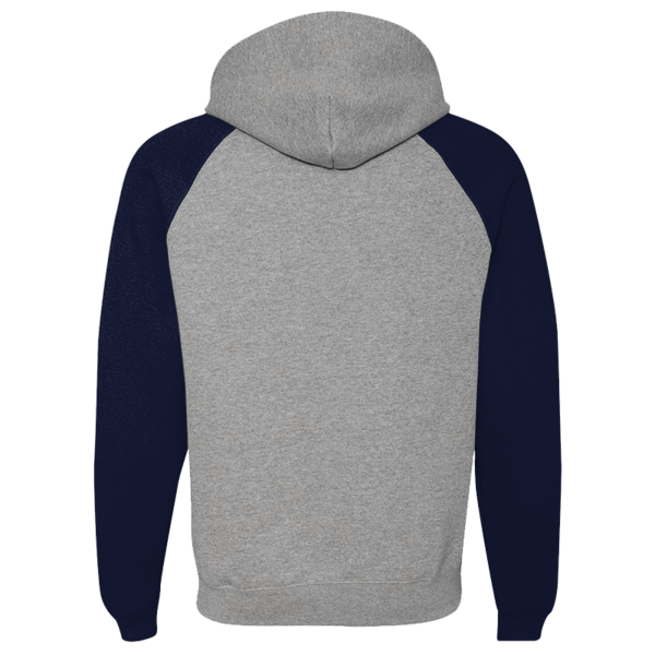 Jerzees Unisex Nublend® Colorblocked Raglan Hooded Sweatshirt, Oxford / J. Navy, Back view
