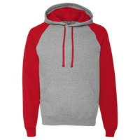Jerzees Unisex Nublend® Colorblocked Raglan Hooded Sweatshirt, Oxford / True Red, Front view
