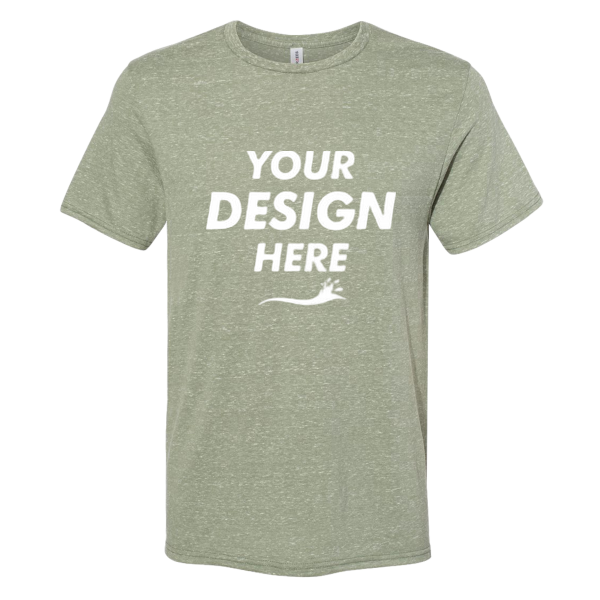 Jerzees Unisex Snow Heather Jersey T-Shirt, Military Green, Front view, Mockup