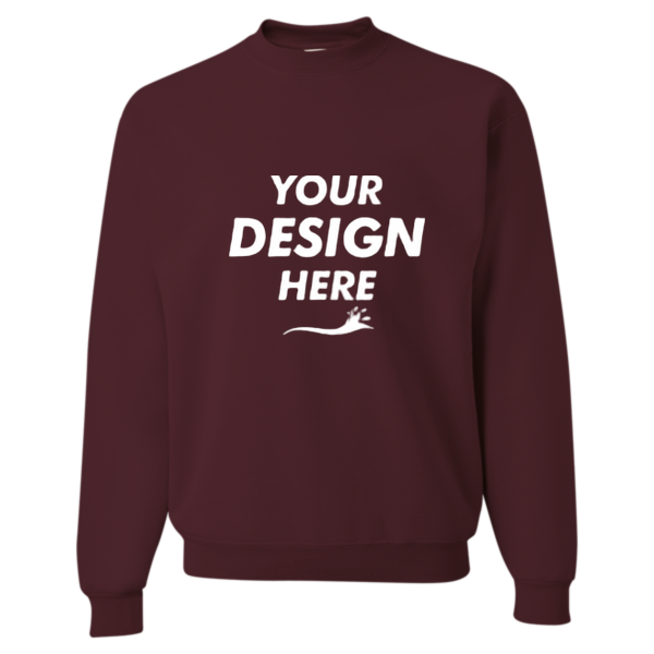 Jerzees Unisex Super Sweats NuBlend® Crewneck Sweatshirt, Maroon, Front view, Mockup