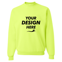 Jerzees Unisex Super Sweats NuBlend® Crewneck Sweatshirt, Safety Green, Front view, Mockup