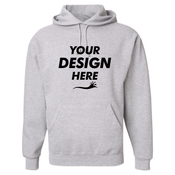 Jerzees Unisex Super Sweats NuBlend® Hooded Sweatshirt, Ash, Front view, Mockup