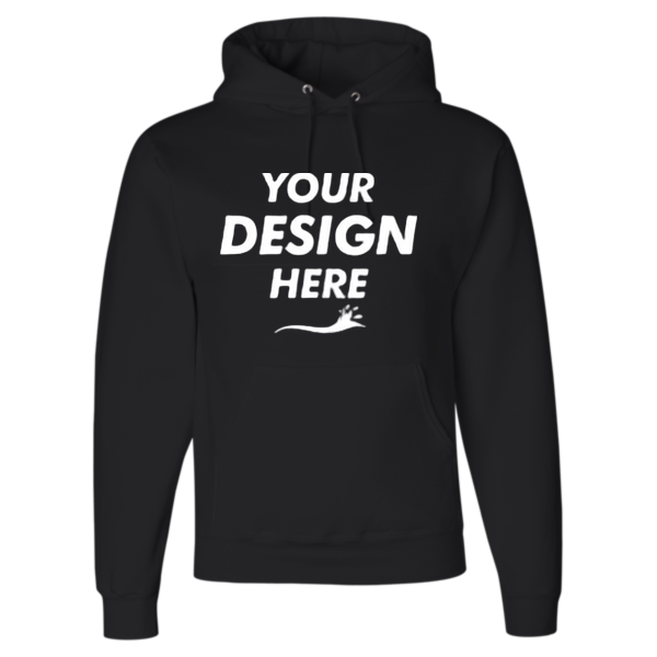 Jerzees Unisex Super Sweats NuBlend® Hooded Sweatshirt, Black, Front view, Mockup