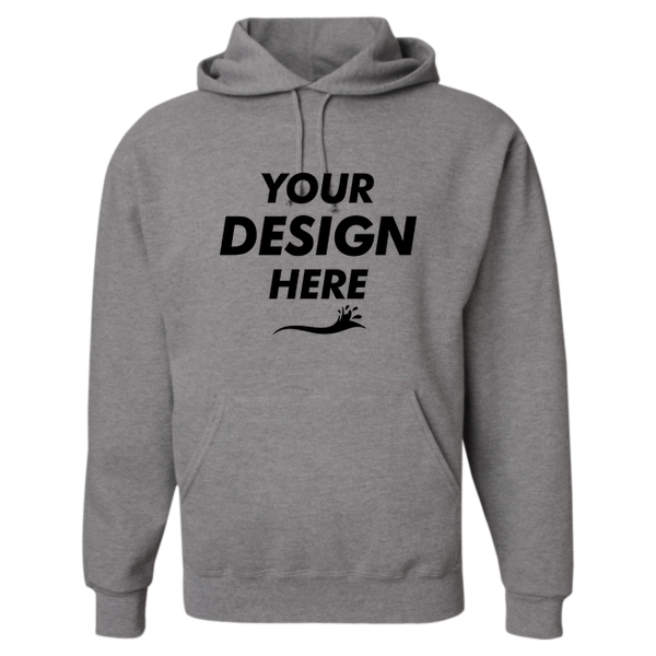 Jerzees Unisex Super Sweats NuBlend® Hooded Sweatshirt, Oxford, Front view, Mockup