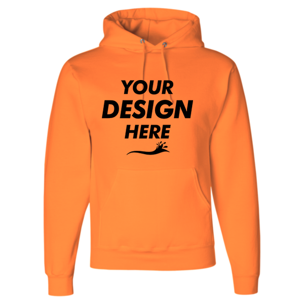 Jerzees Unisex Super Sweats NuBlend® Hooded Sweatshirt, Safety Orange, Front view, Mockup