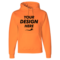 Jerzees Unisex Super Sweats NuBlend® Hooded Sweatshirt, Safety Orange, Front view, Mockup