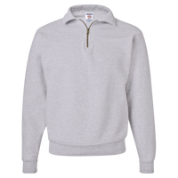 Jerzees Unisex Super Sweats NuBlend® Quarter-Zip Cadet Collar Sweatshirt, Ash, Front view