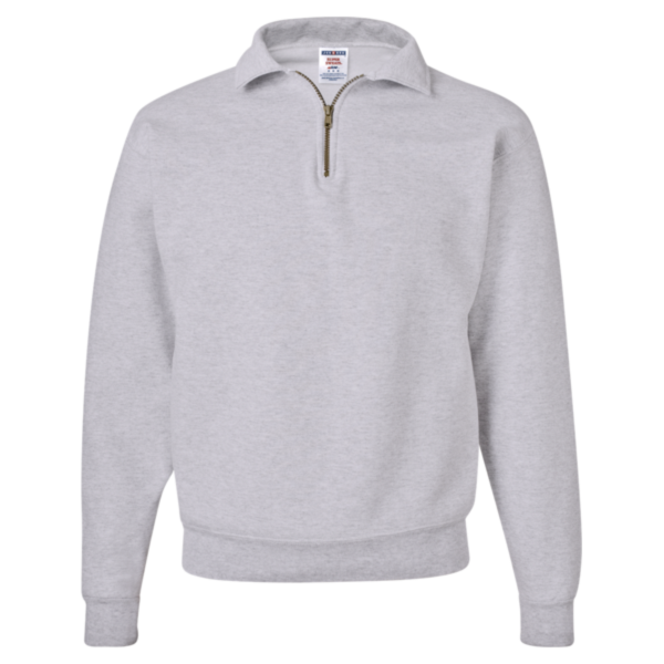 Jerzees Unisex Super Sweats NuBlend® Quarter-Zip Cadet Collar Sweatshirt, Ash, Front view