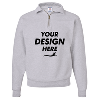 Jerzees Unisex Super Sweats NuBlend® Quarter-Zip Cadet Collar Sweatshirt, Ash, Front view, Mockup