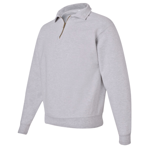 Jerzees Unisex Super Sweats NuBlend® Quarter-Zip Cadet Collar Sweatshirt, Ash, Left Sleeve view