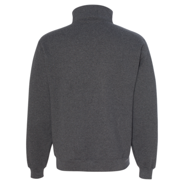 Jerzees Unisex Super Sweats NuBlend® Quarter-Zip Cadet Collar Sweatshirt, Black Heather, Back view
