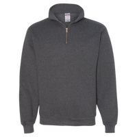 Jerzees Unisex Super Sweats NuBlend® Quarter-Zip Cadet Collar Sweatshirt, Black Heather, Front view