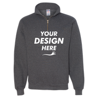 Jerzees Unisex Super Sweats NuBlend® Quarter-Zip Cadet Collar Sweatshirt, Black Heather, Front view, Mockup