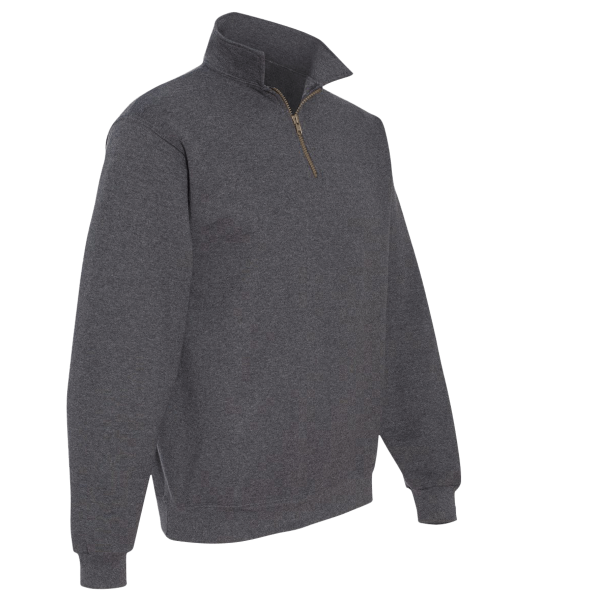 Jerzees Unisex Super Sweats NuBlend® Quarter-Zip Cadet Collar Sweatshirt, Black Heather, Right Sleeve view
