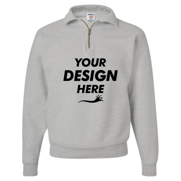 Jerzees Unisex Super Sweats NuBlend® Quarter-Zip Cadet Collar Sweatshirt, Oxford, Front view, Mockup