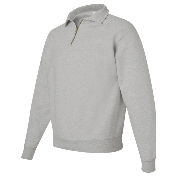 Jerzees Unisex Super Sweats NuBlend® Quarter-Zip Cadet Collar Sweatshirt, Oxford, Left Sleeve view