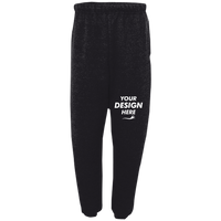 Jerzees Unisex Super Sweats NuBlend® Sweatpants with Pockets, Black, Front view, Mockup