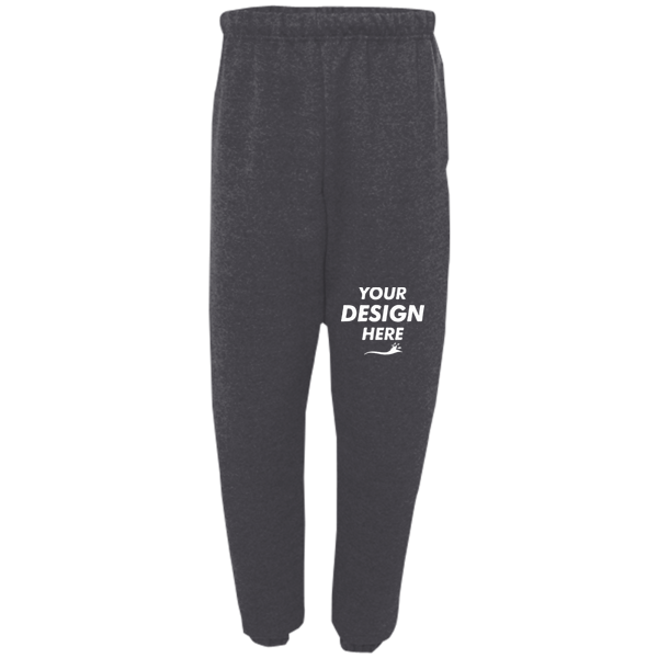Jerzees Unisex Super Sweats NuBlend® Sweatpants with Pockets, Black Heather, Front view, Mockup