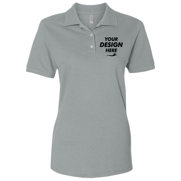 Jerzees Women's 100% Ring-Spun Cotton Piqué Polo, Athletic Heather, Front view, Mockup