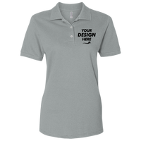 Jerzees Women's 100% Ring-Spun Cotton Piqué Polo, Athletic Heather, Front view, Mockup