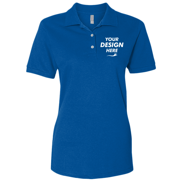 Jerzees Women's 100% Ring-Spun Cotton Piqué Polo, Royal, Front view, Mockup