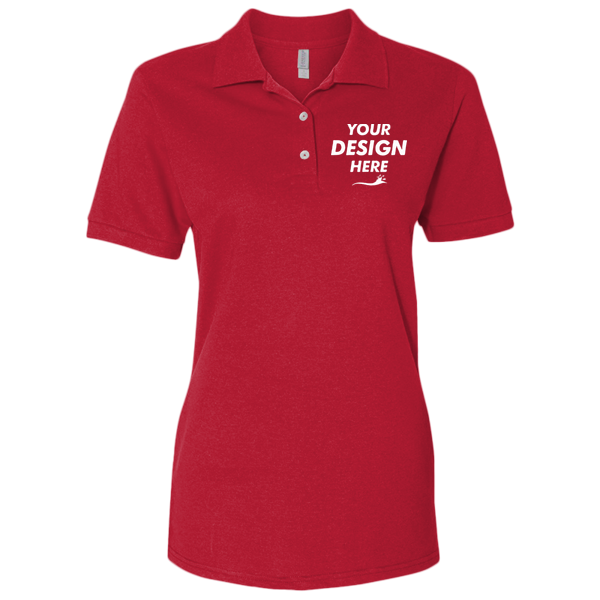Jerzees Women's 100% Ring-Spun Cotton Piqué Polo, True Red, Front view, Mockup