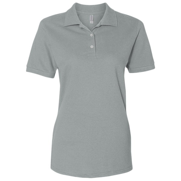 Jerzees Women's 100% Ring-Spun Cotton Piqué Polo, Athletic Heather, Front view
