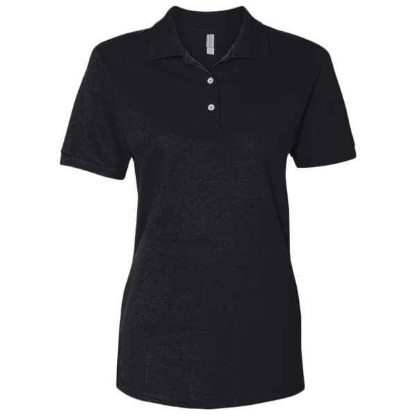 Jerzees Women's 100% Ring-Spun Cotton Piqué Polo, Black, Front view