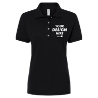 Jerzees Women's Dri-Power® Polo, Black, Front view, Mockup