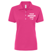 Jerzees Women's Dri-Power® Polo, Cyber Pink, Front view, Mockup