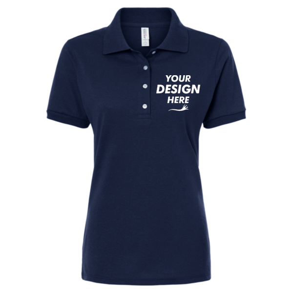Jerzees Women's Dri-Power® Polo, J. Navy, Front view, Mockup
